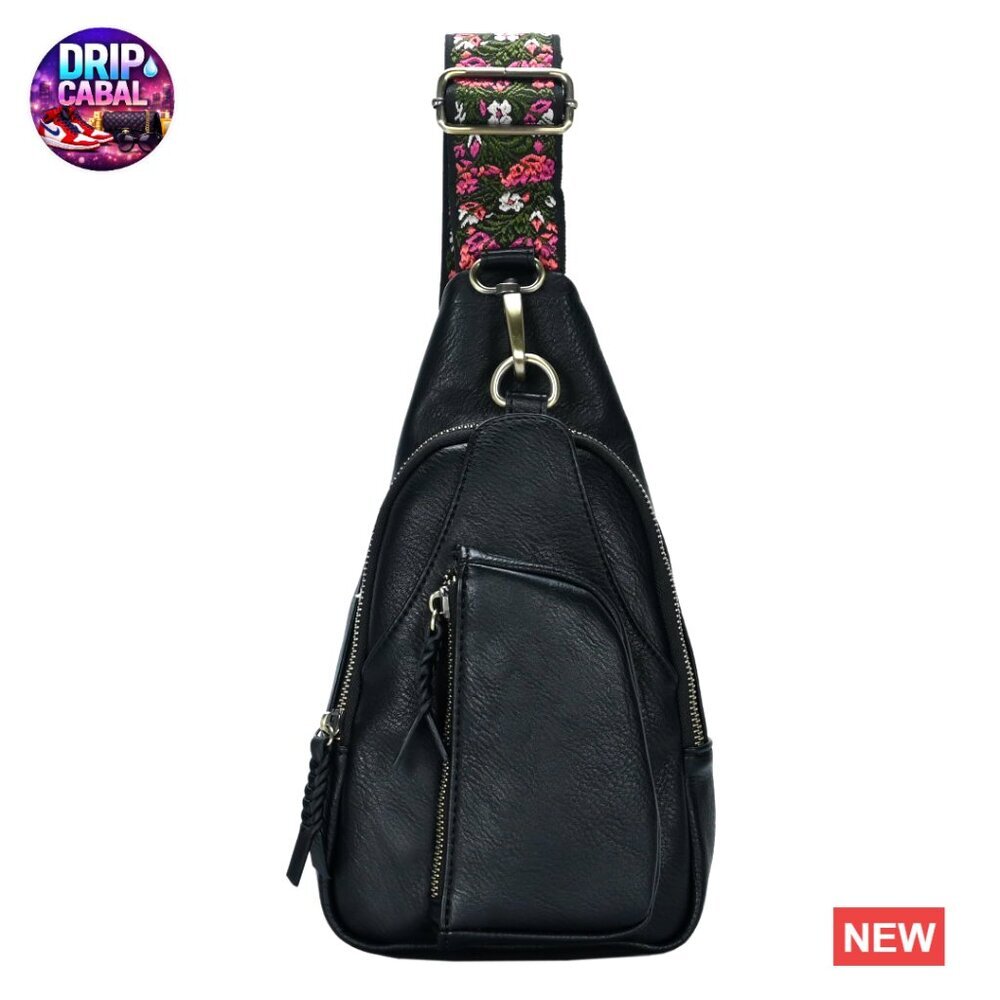 Vegan Leather Crossbody Sling Bag with Adjustable Strap